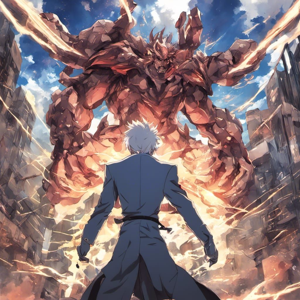 Epic Battle: Shock Force Man vs Demigod in Anime Style