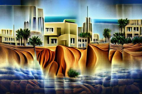City Between Desert and Sea in Art Deco