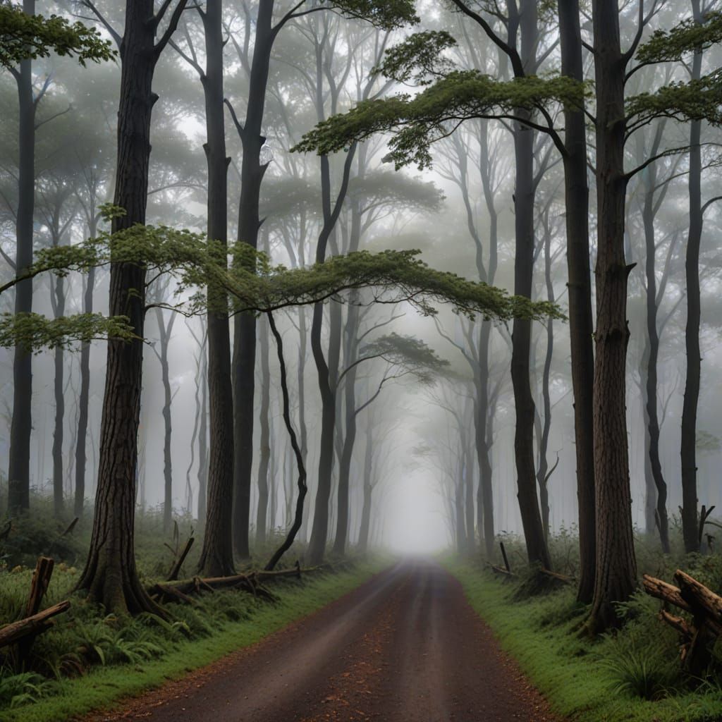 Welcoming foggy wood