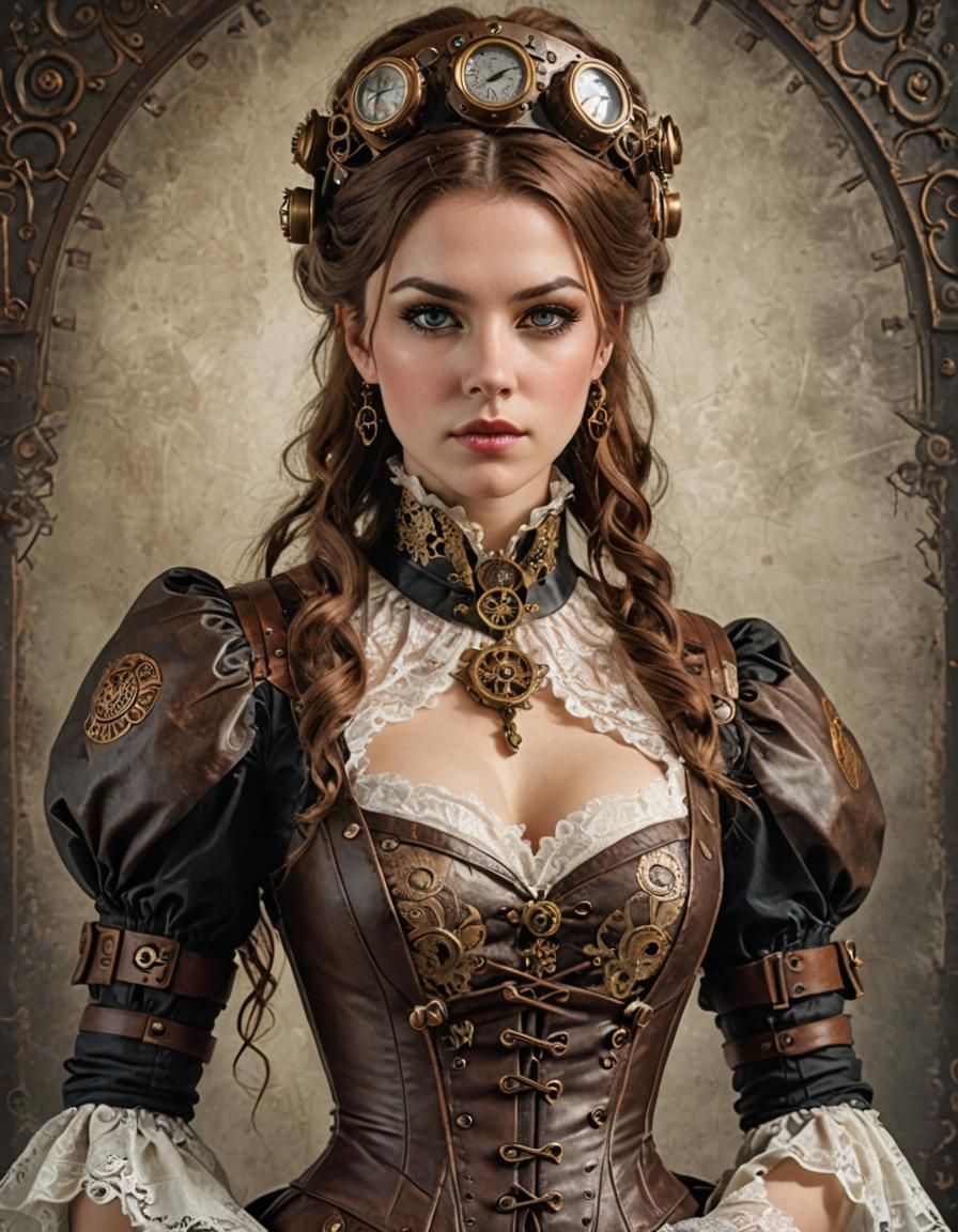 Steampunk Warrior Maiden Portrait in 18th Century Style