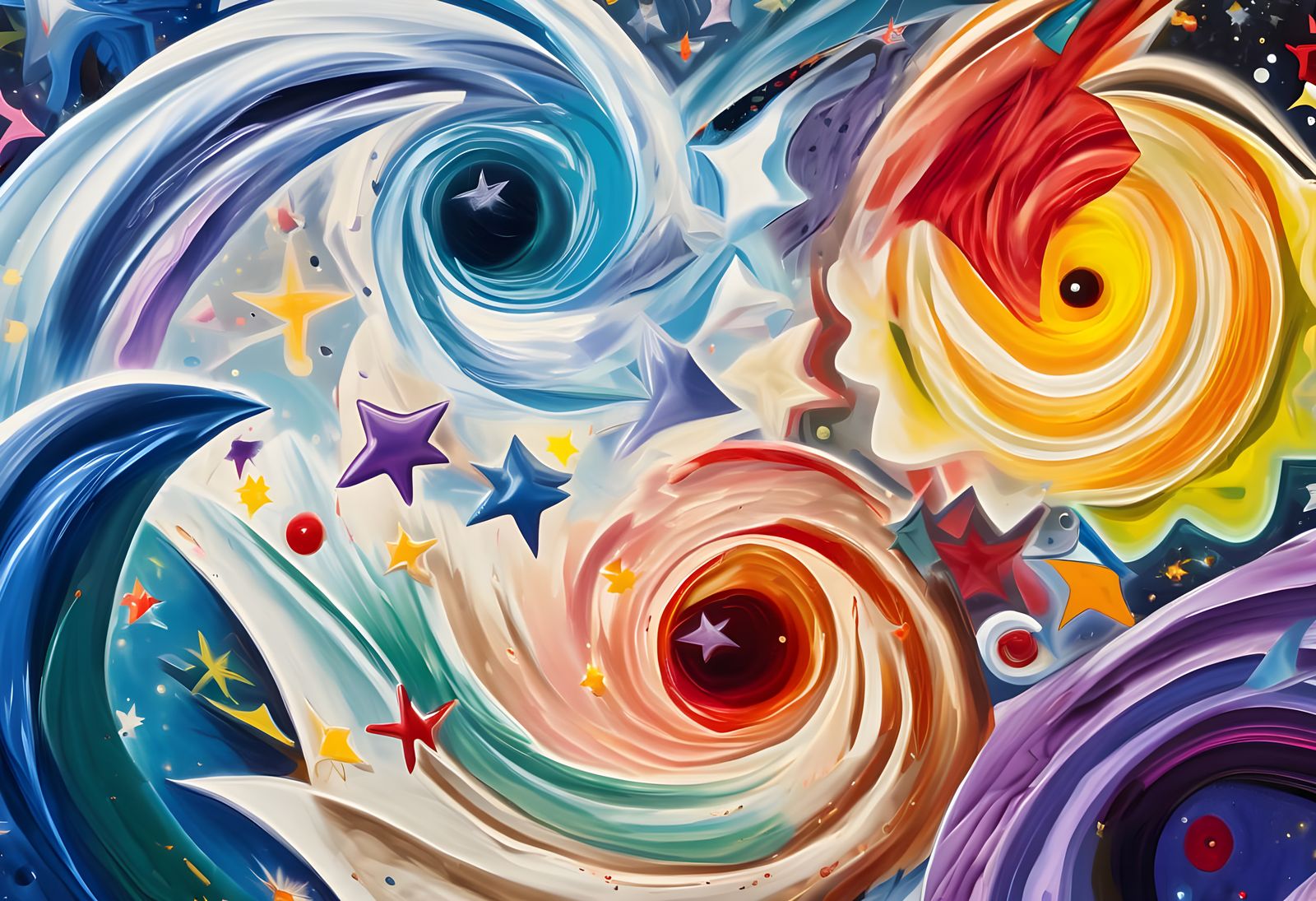 Vivid 3D Paint Maelstroms with Swirling Stars