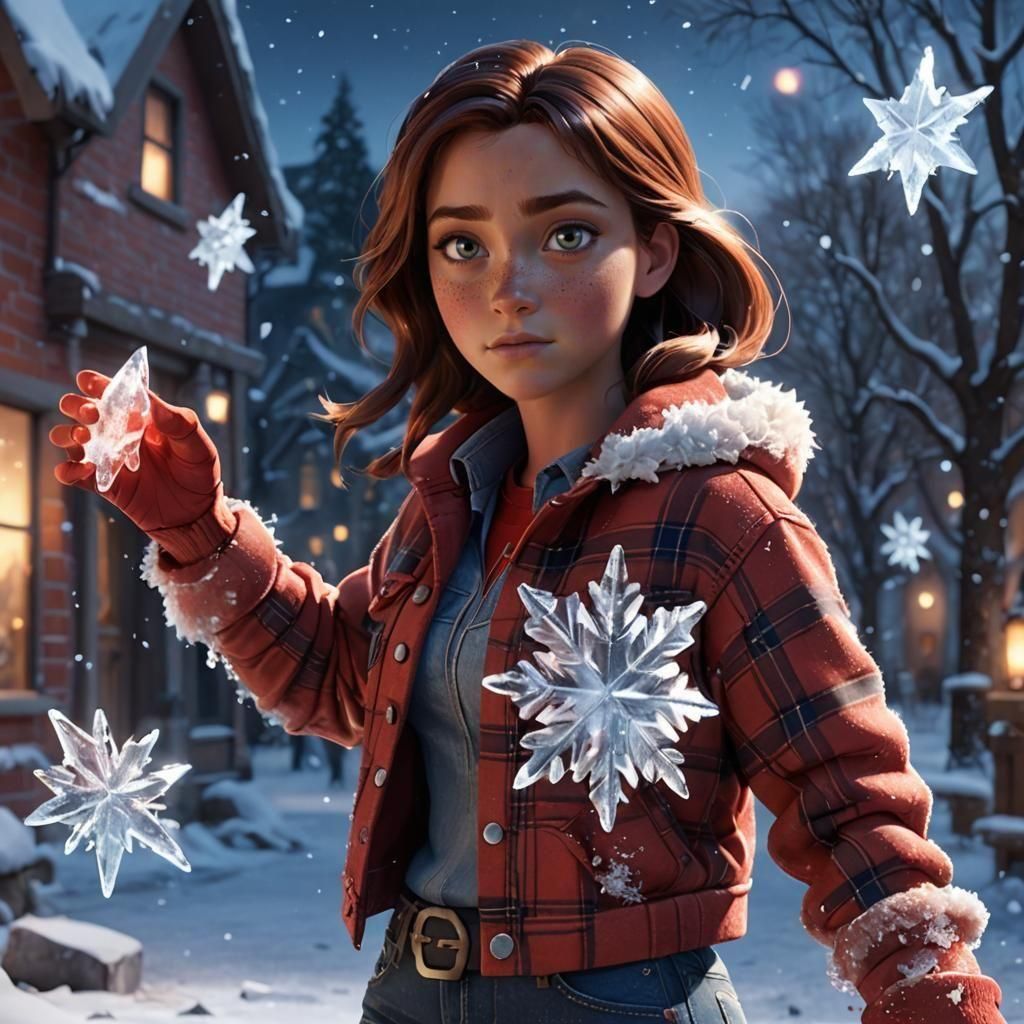 Pixar Style Superheroine Controls Ice and Snow