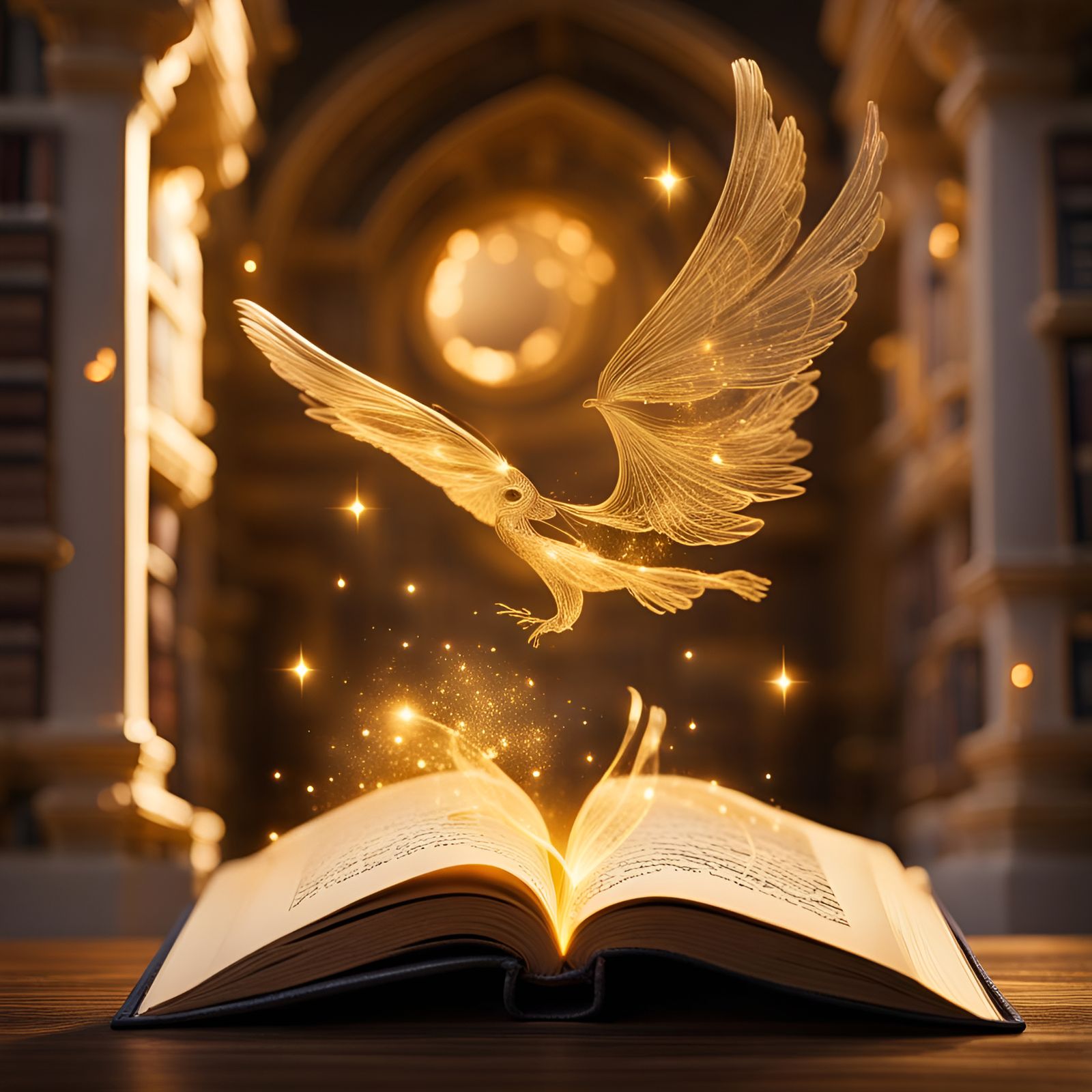 Enchanted Book with Golden Glow: Fantasy Concept Art