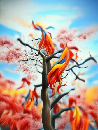 Hyperrealistic Flame Trees Digital Art