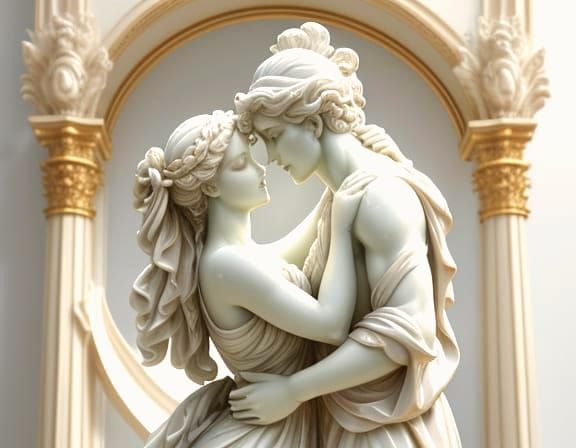 Rococo Statue of Embracing Couple