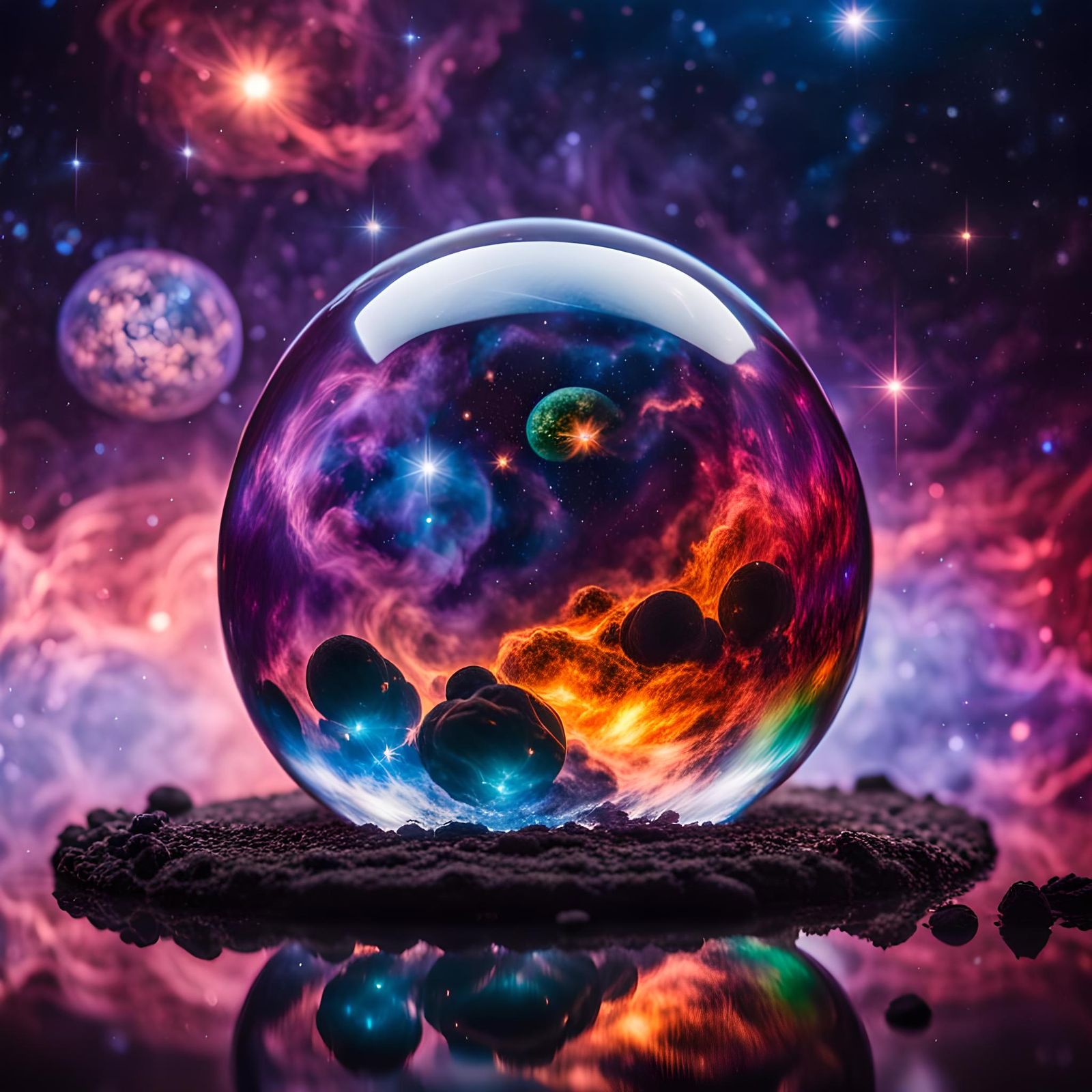 Universe Inside Glass Ball: Sci-Fi Wonders