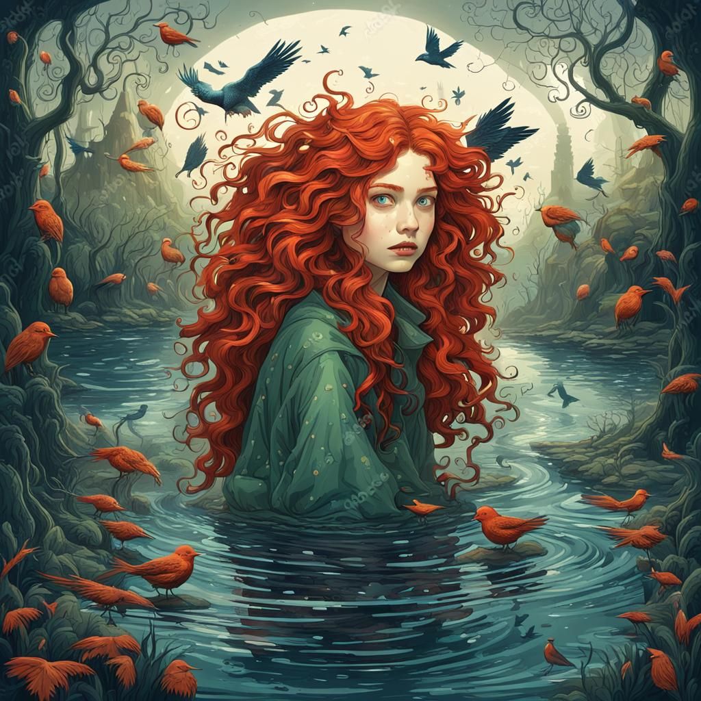 Mystical Forest: Girl Rising from Water