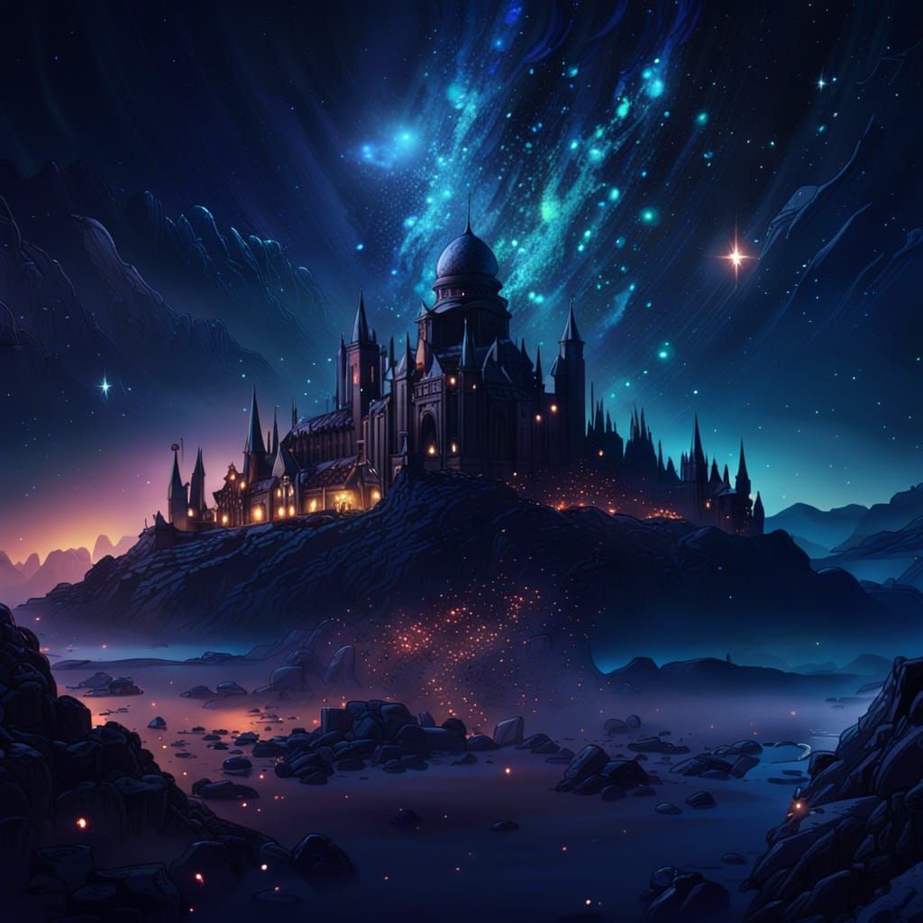 Glittering Night Sky in Detailed Digital Painting