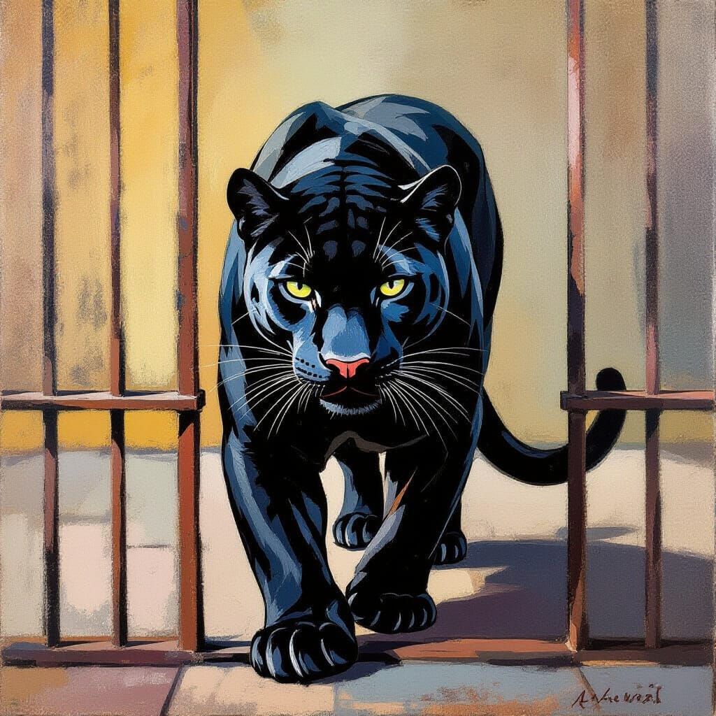 Majestic Panther in Confined Space: An Artistic Rendition
