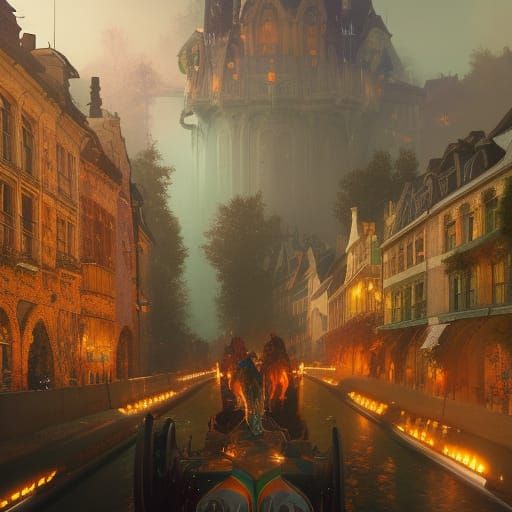 Dranouter Belgium: Hyperdetailed Concept Art in Orange and T...
