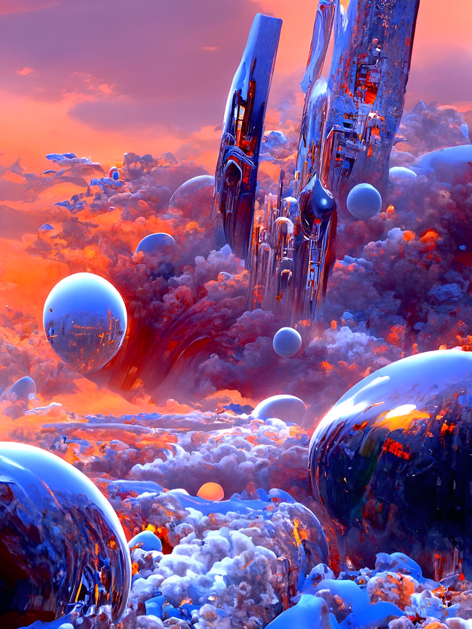 Galaxies and Alien Spacecraft in Studio Ghibli Style