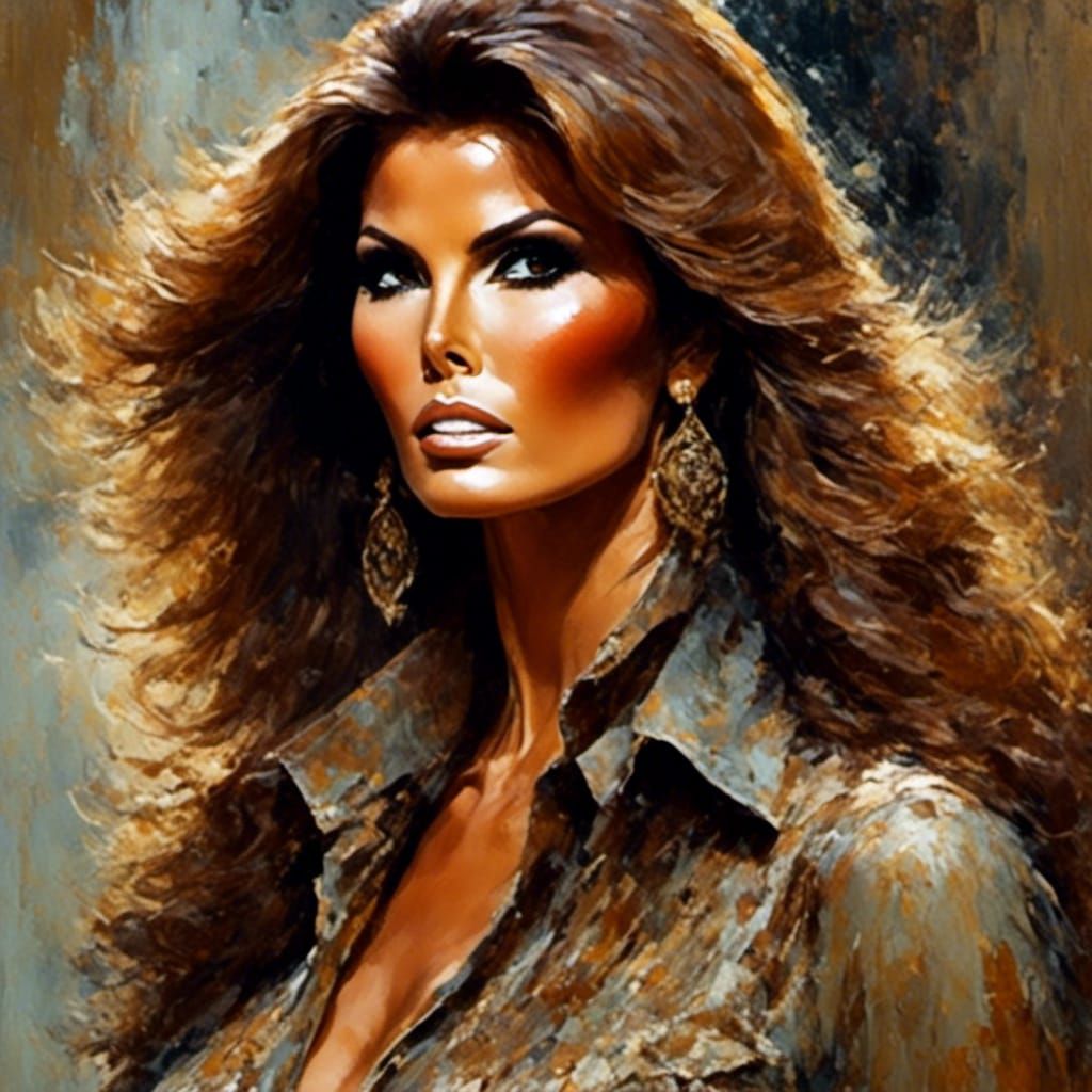 Raquel Welch Portrait as Impressionist Painting