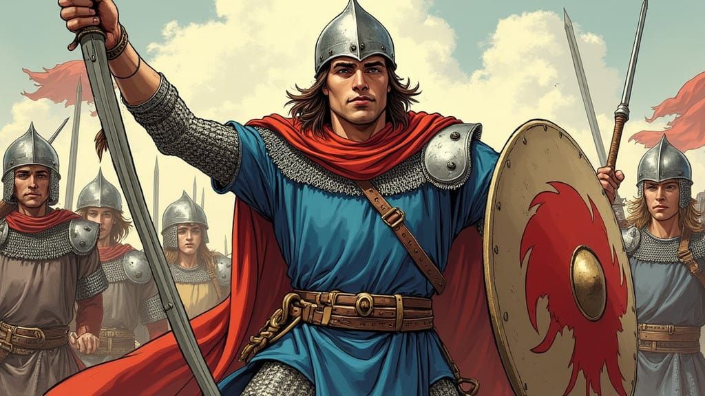 Heroic Medieval Knight in Full Armor