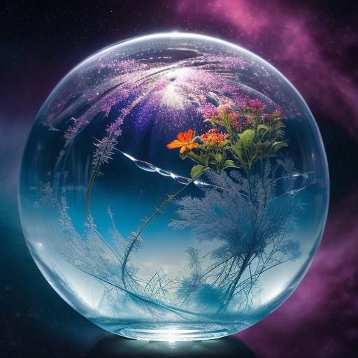 Flower Encased in Crystal Globe: Digital Matte Painting