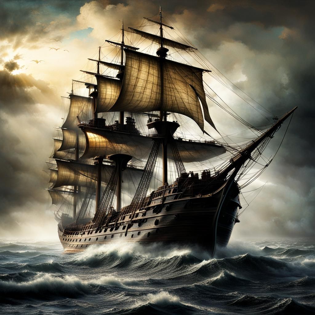 Ethereal Ghost Ship on the High Seas