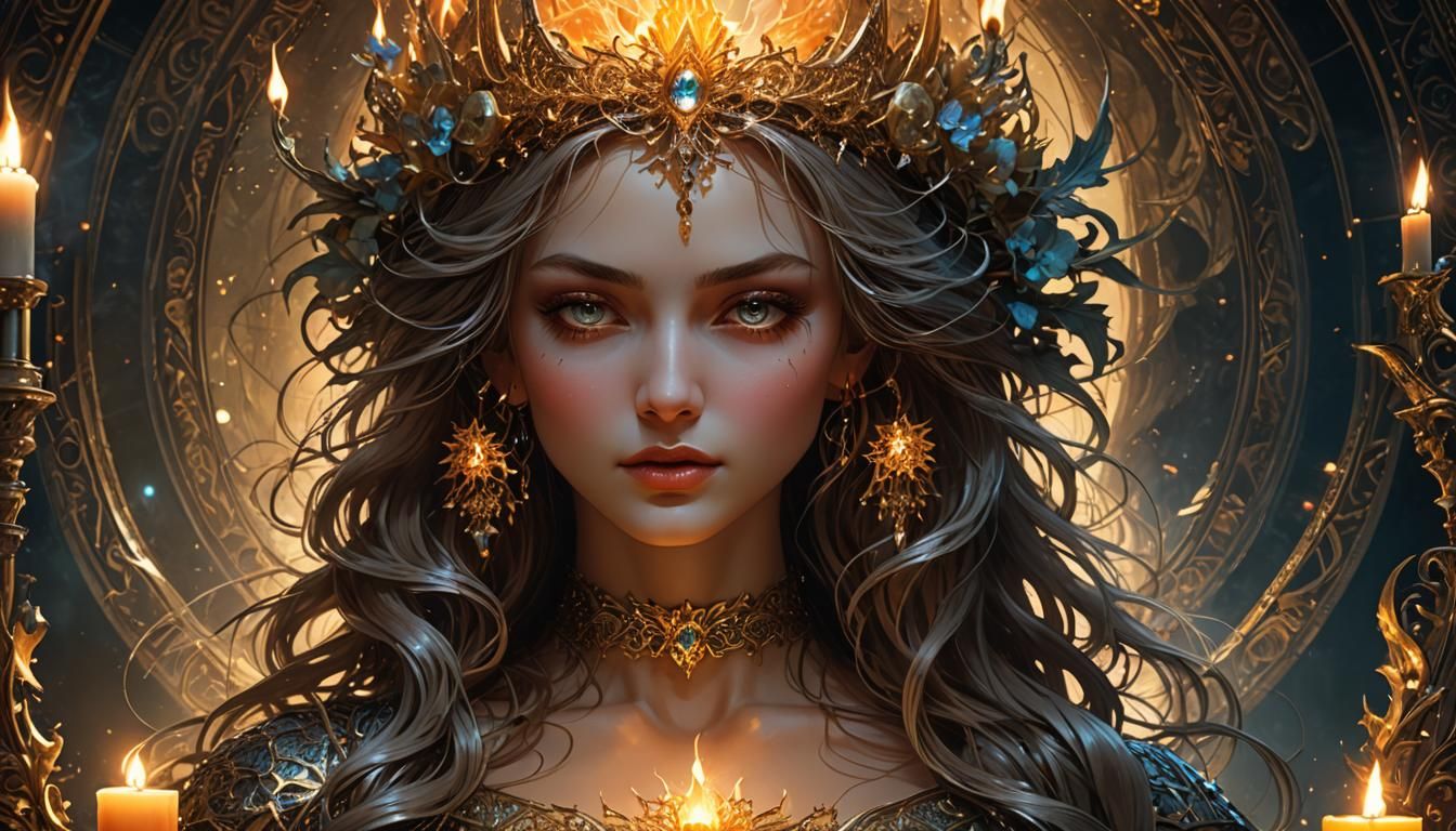 Wax Candle Reflecting Woman, Hyperrealistic Concept Art