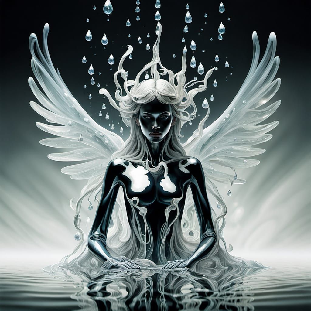 Crystal Water Angel in Defiant Dark Fantasy Style