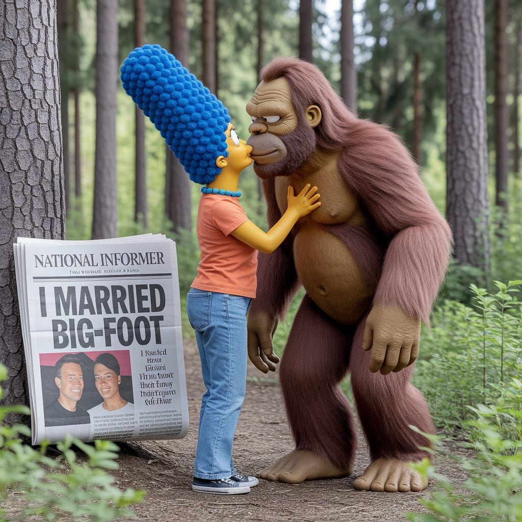 Marge Simpson with Bigfoot