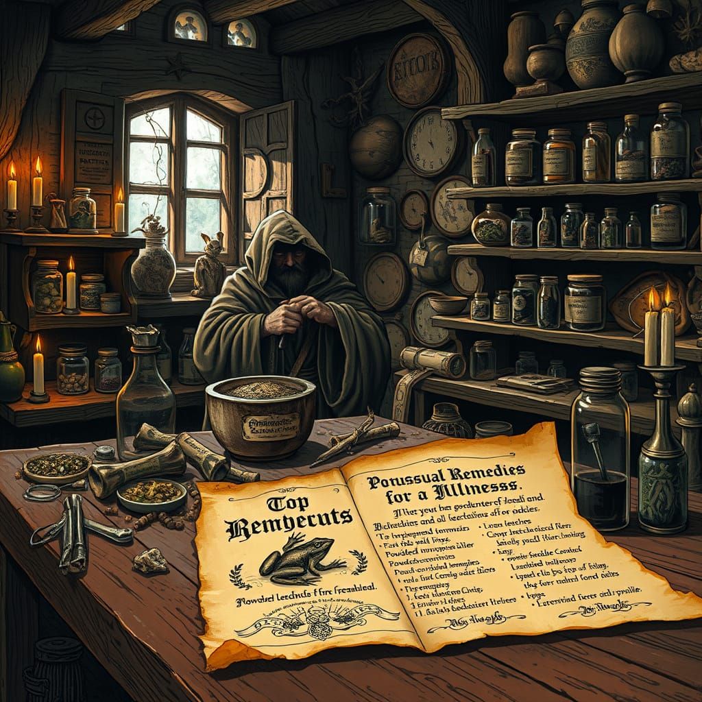 Medieval Apothecary Workshop in Muted Colors