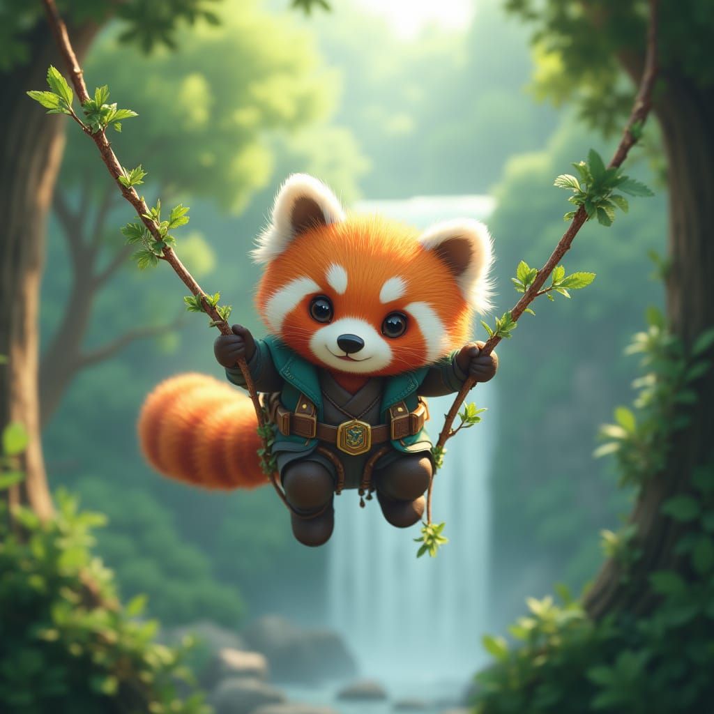 Red Panda Guide's Forest Adventure in 3D Anime Style