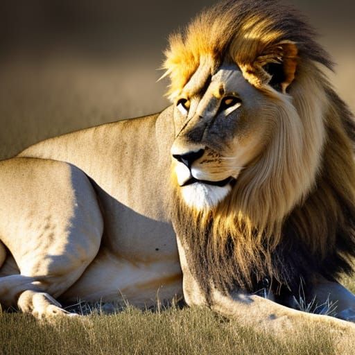 Majestic Lion in African Savannah at Golden Hour
