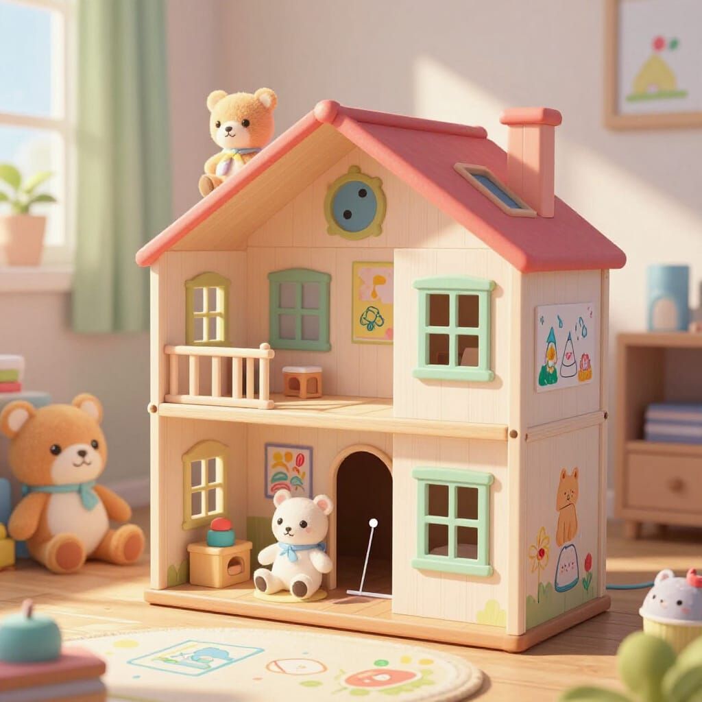 Sun-Drenched Anime Children's Room with Secret Passage