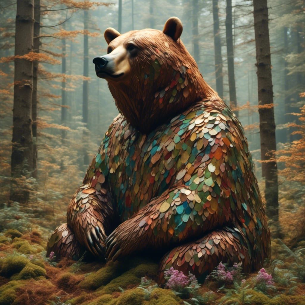 Stylized Fluffy Bear Mascot Character Design