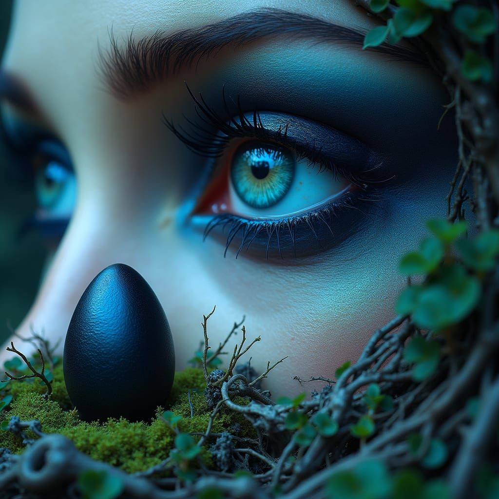 Mystical Woman Contemplates Ancient Dragon Egg in Whimsical ...