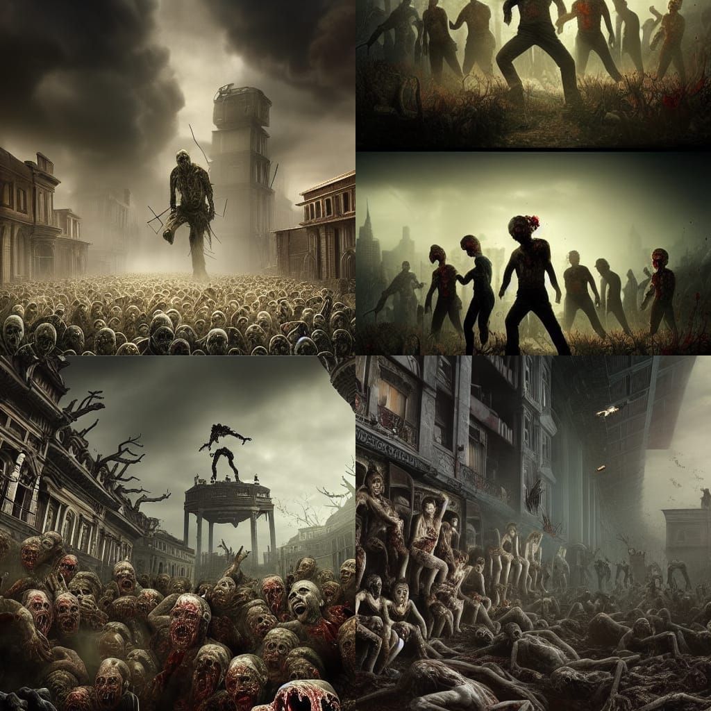 Epic Zombie vs SWAT Battle: Cinematic Digital Art