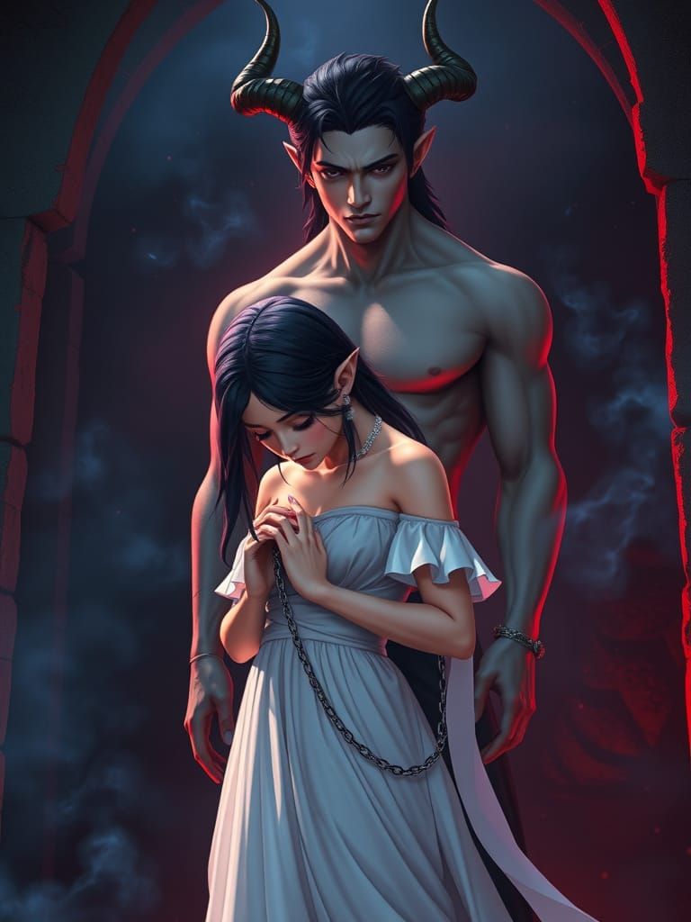 Captive Elf in Stone Chamber, Anime-Inspired 3D Art