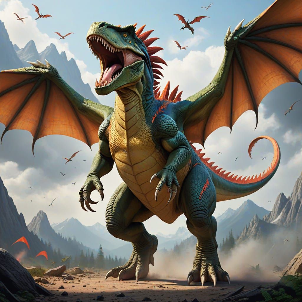 T-Rex Dragon Hybrid with Wings