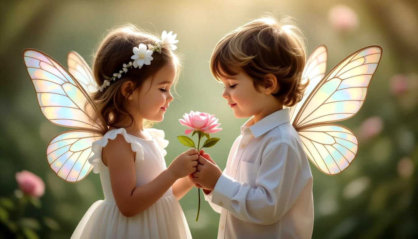 Children Holding Hands in a Flower Field
