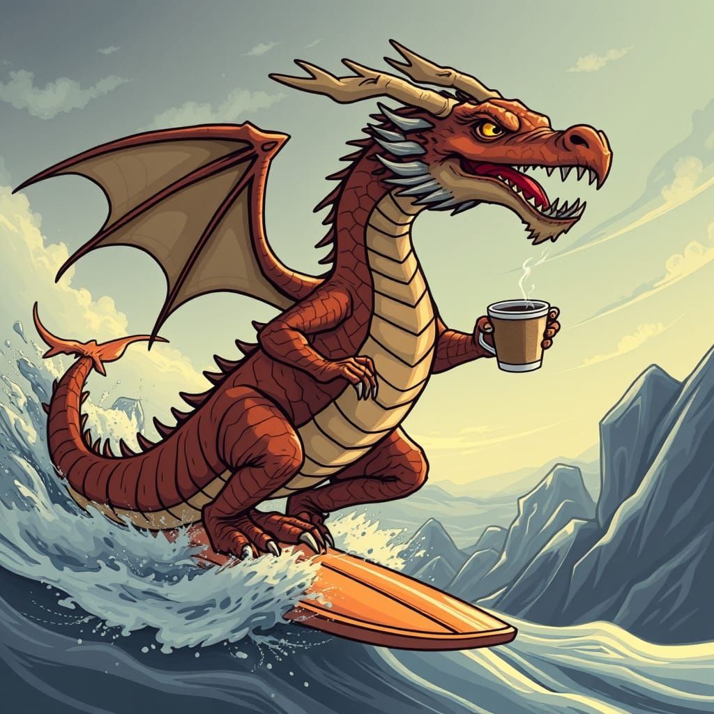 Dragon Commutes to Work with Morning Coffee