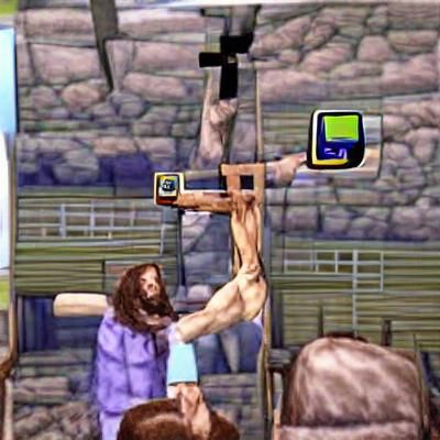 Disrespectful Depiction of Jesus with Game Boy Advance