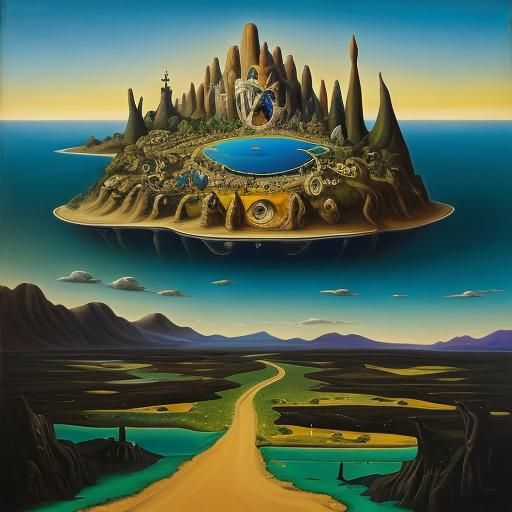 Surreal Melting Landscape in Dali Style