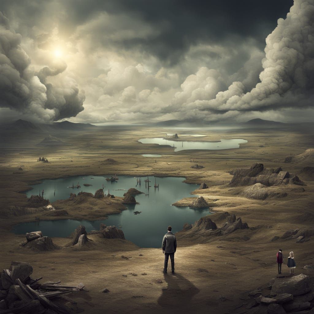 Surreal Depiction of Sadness as a Matte Painting