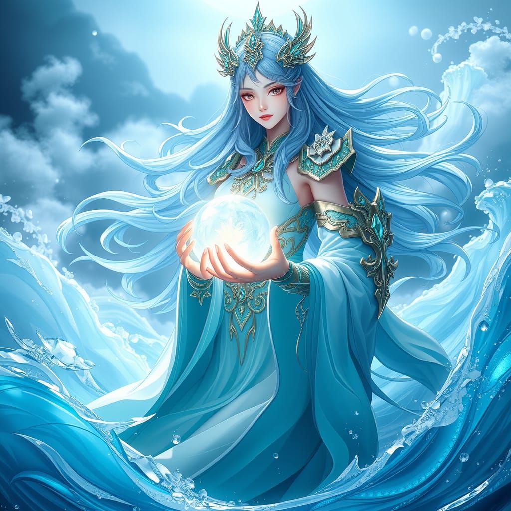 Majestic Water Goddess in 3D Anime Art