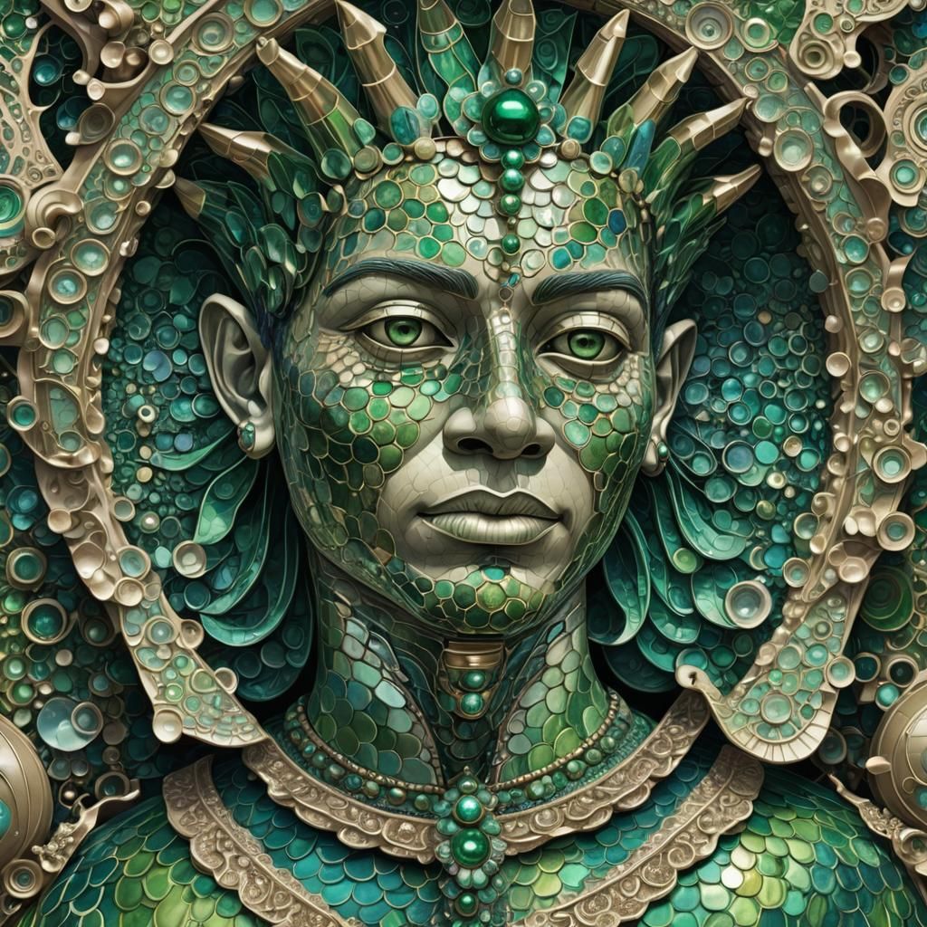 Digital Fractal Art: Scaled Pharaoh on Chinese Vase