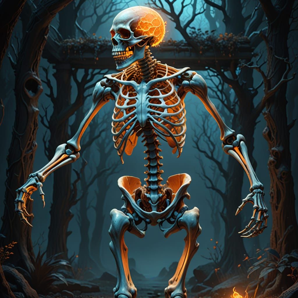 Centaur Skeleton in Vibrant, Fantastical Anatomic Illustrati...