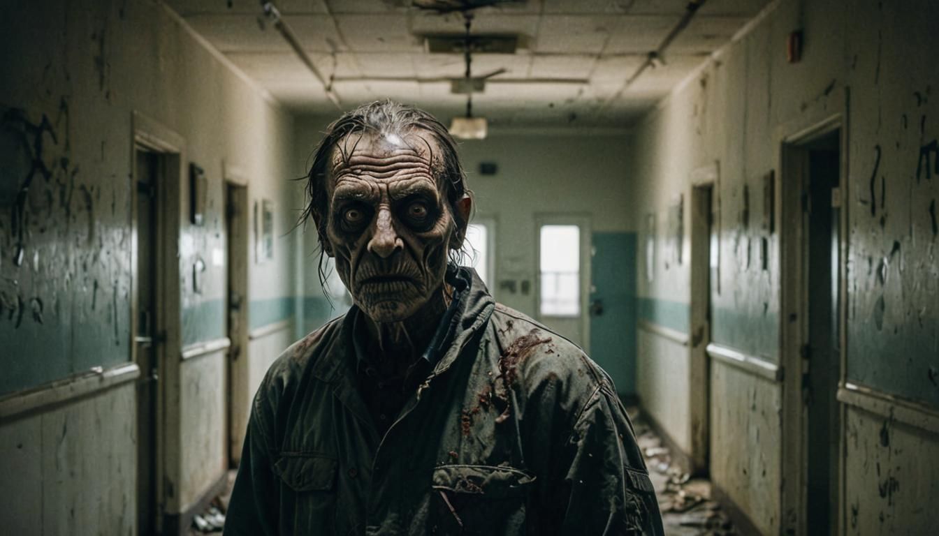 Mysterious Creature in Abandoned Hospital: Horror Portrait