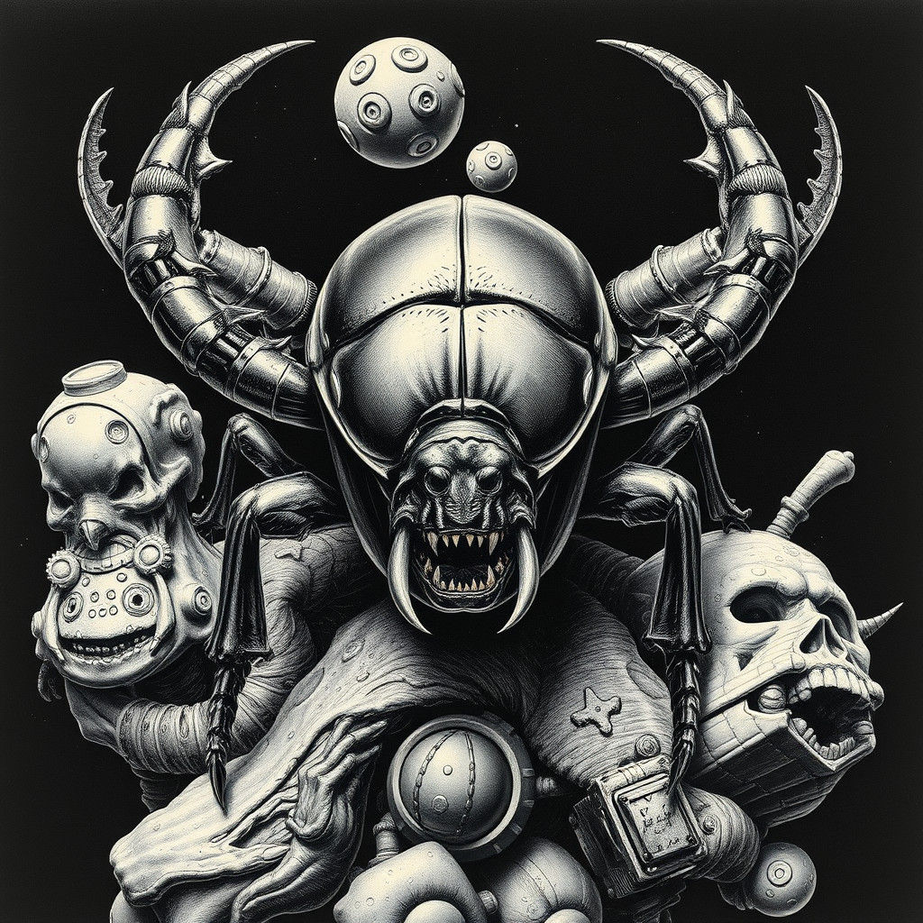 Scarab Beetle in Bernie Wrightson Style