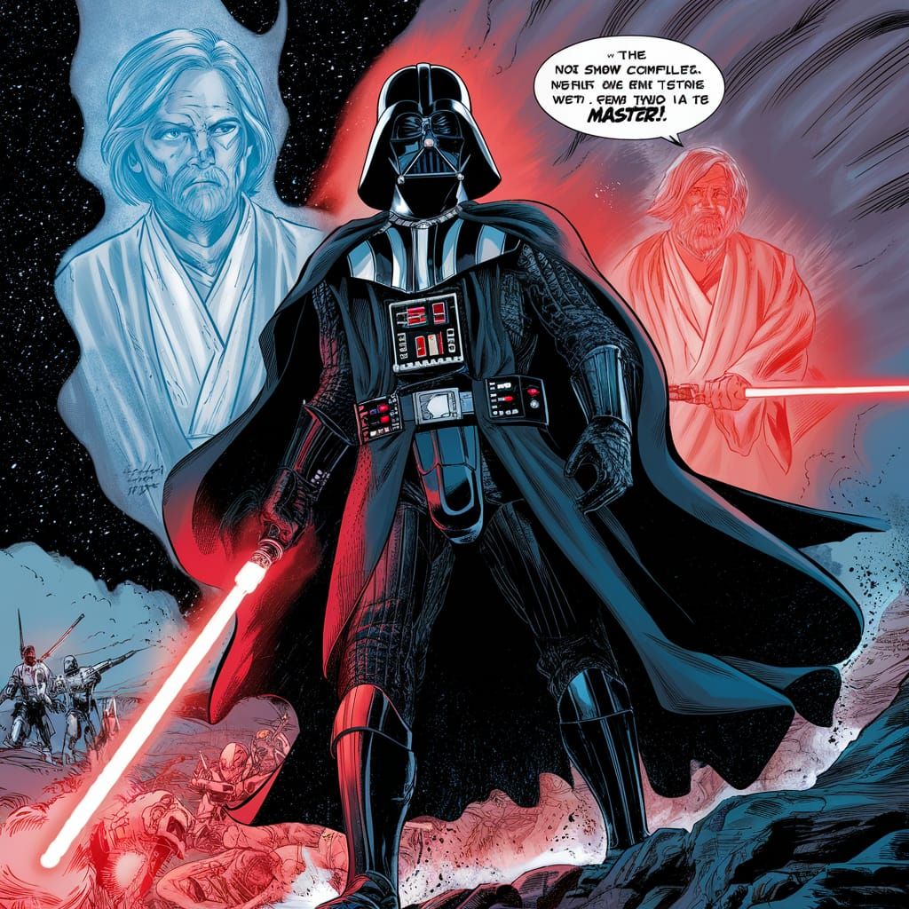 Darth Vader and Obi-Wan Kenobi Comic Book Illustration