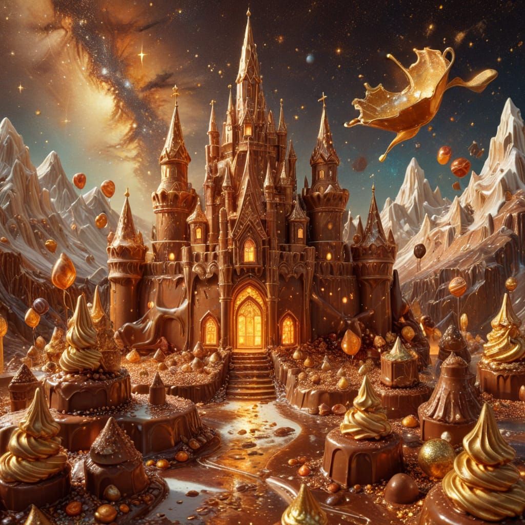 Chocolate Castle in Candy Land Oil Painting