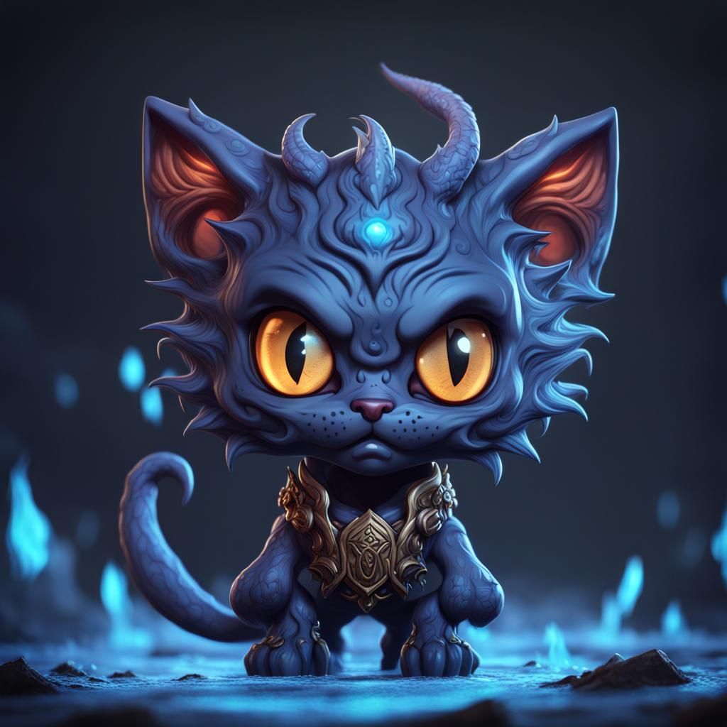 Demonic Eldritch Chibi Wampus Cat Art