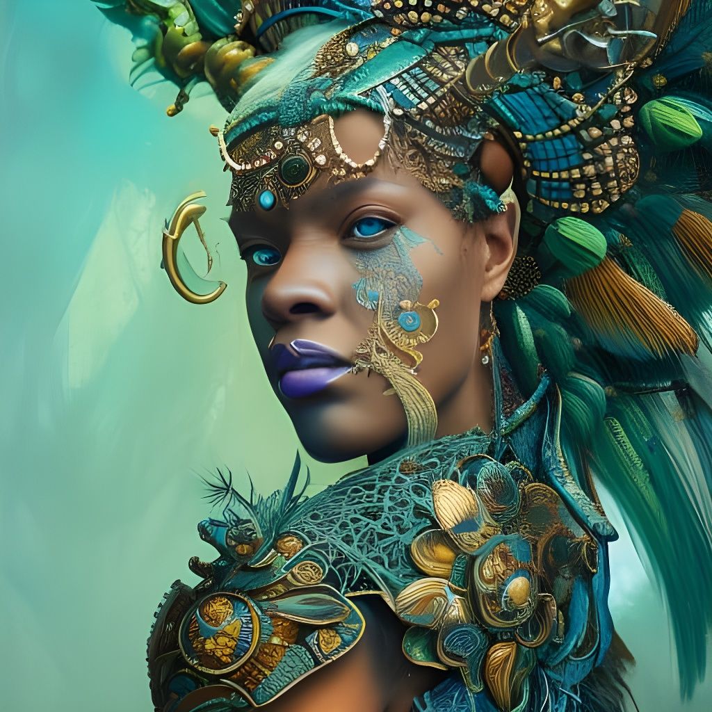 Detailed Haitian Woman Portrait in Digital Art Style