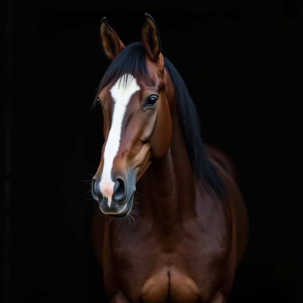 Majestic Haflinger Horse Portrait with Black Background