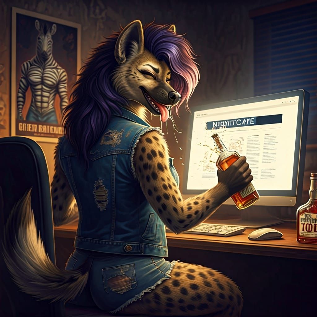 Hyena Trolling NightCafe, Rembrandt Chiaroscuro Style