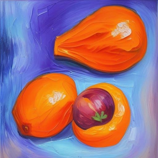Orange Eggplant in Expressionist Neo-Impressionism Style