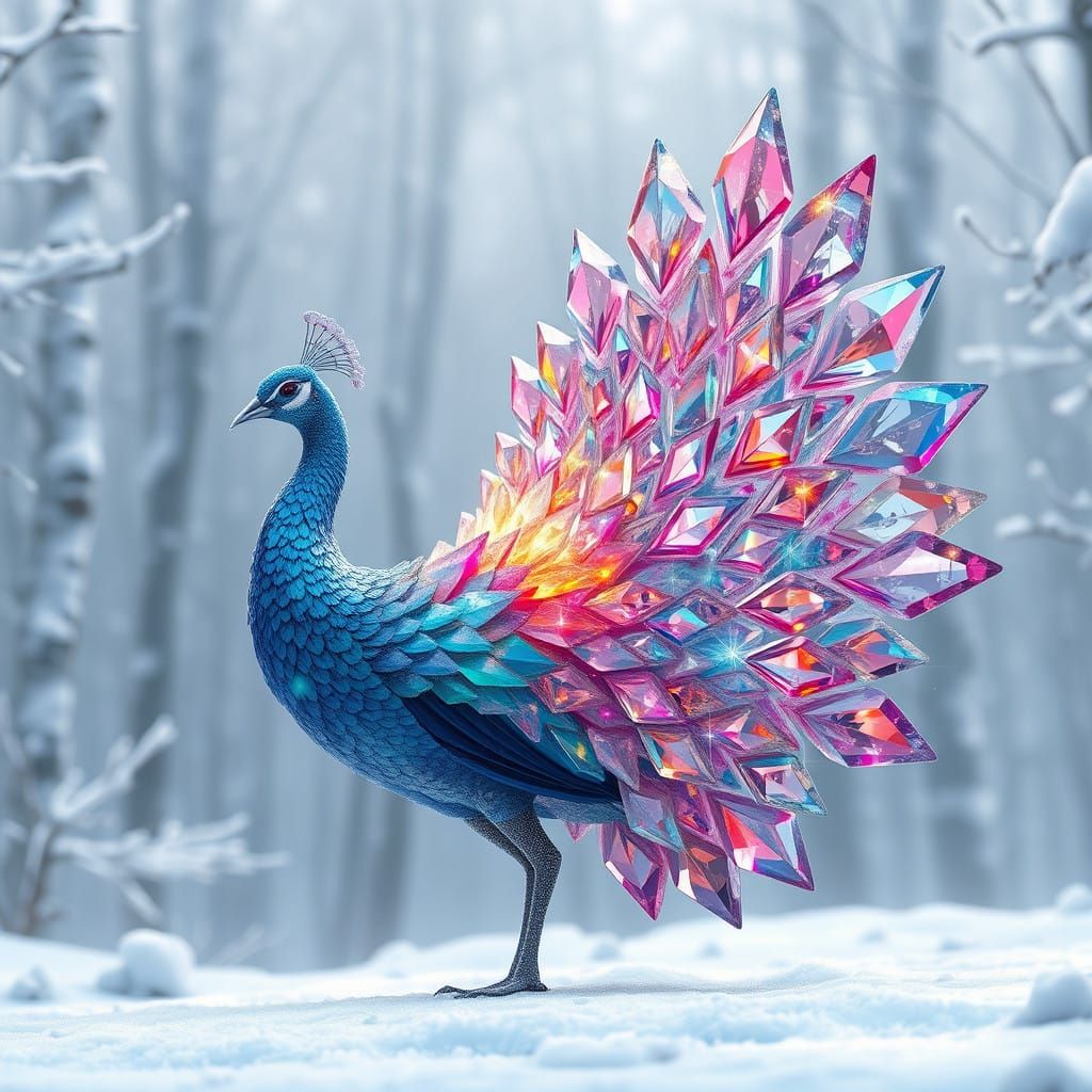 Crystal Peacock Reigns in Winter Wonderland