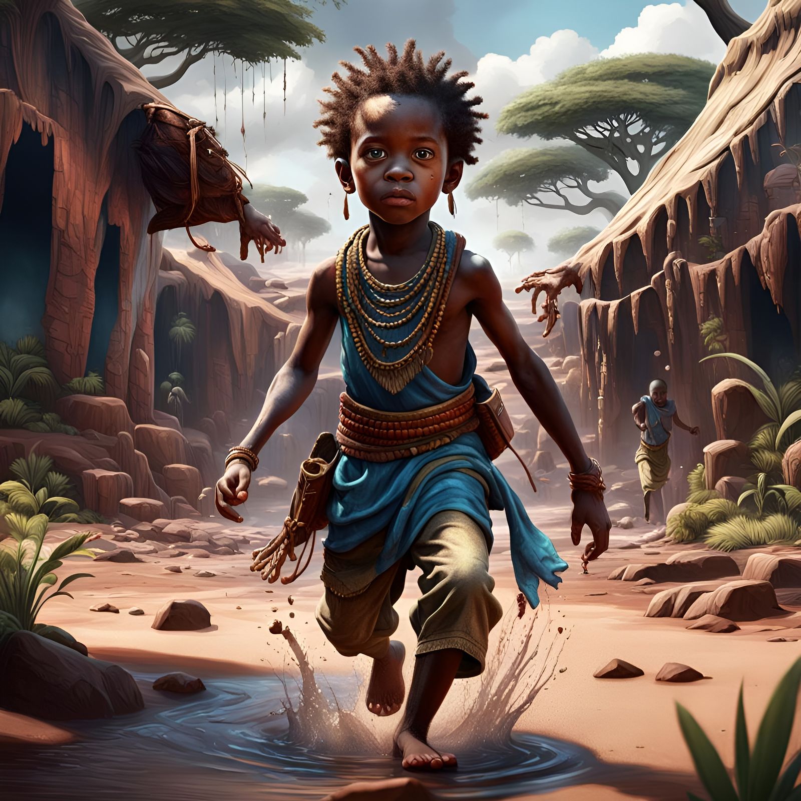 Fantastical African Child: Detailed Matte Painting